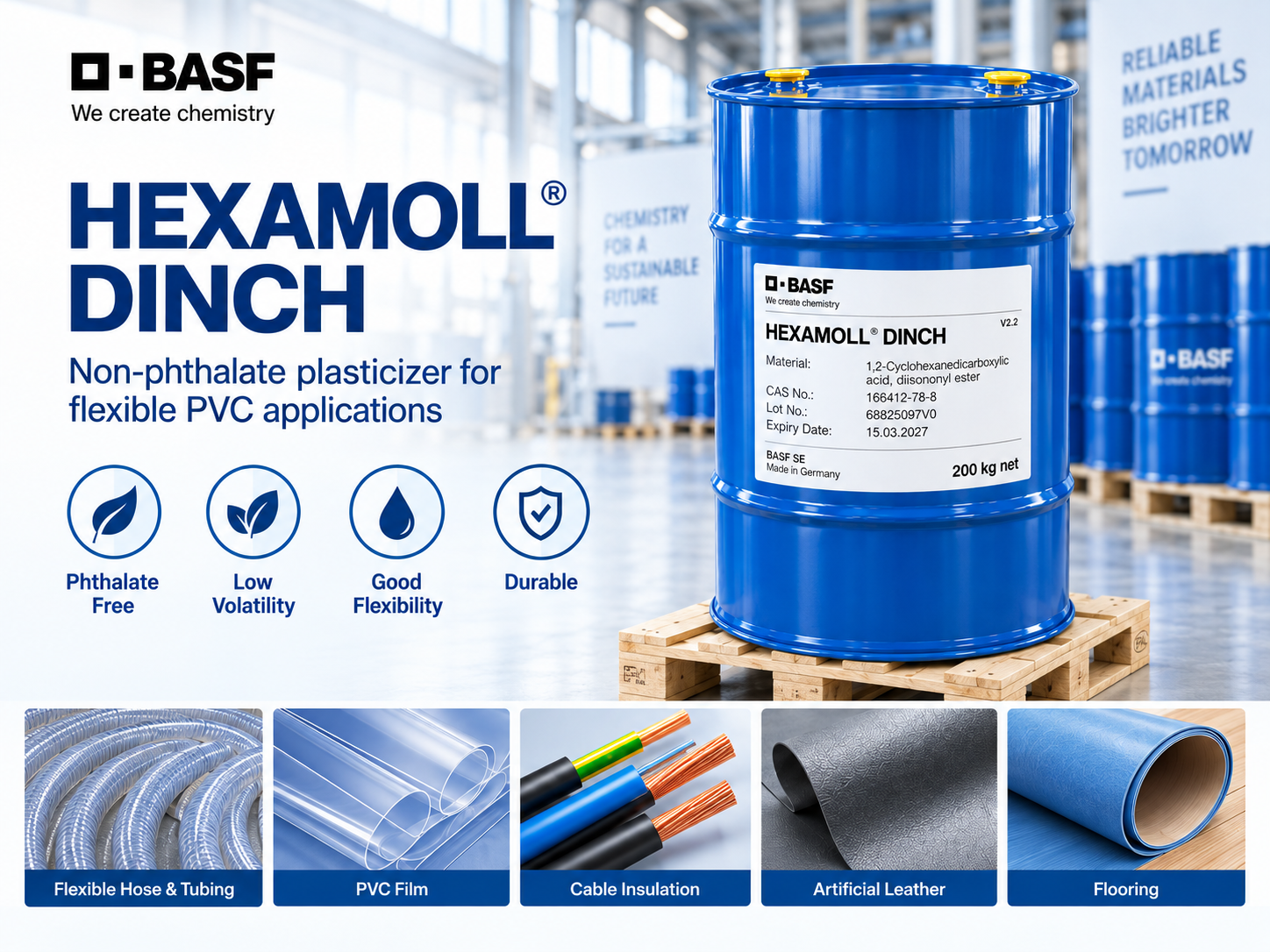 Hexamoll DINCH BASF chất hóa dẻo không phthalate cho PVC dẻo